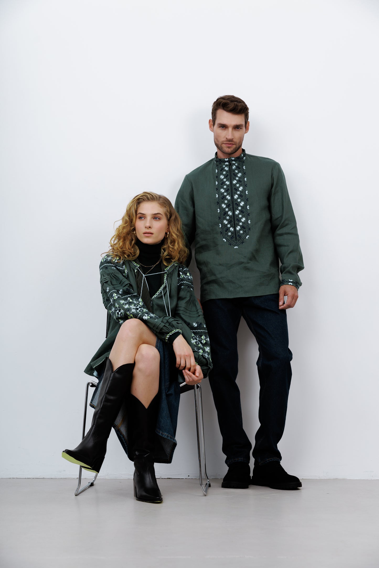 Paired look "Emerald" with blouse