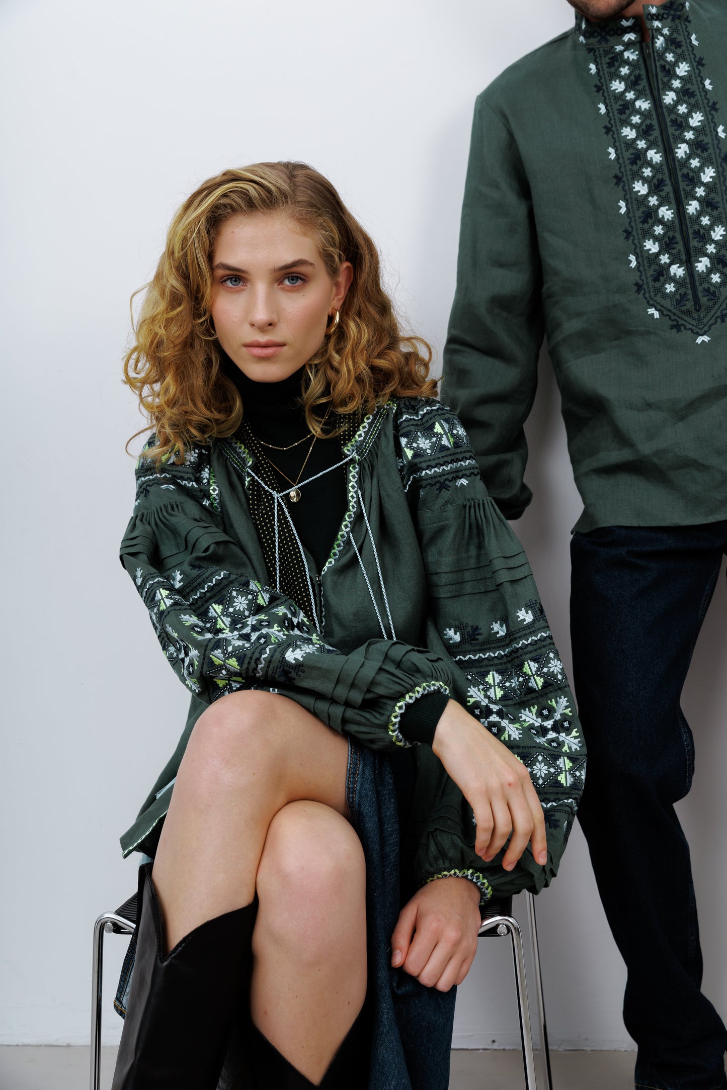 Paired look "Emerald" with blouse