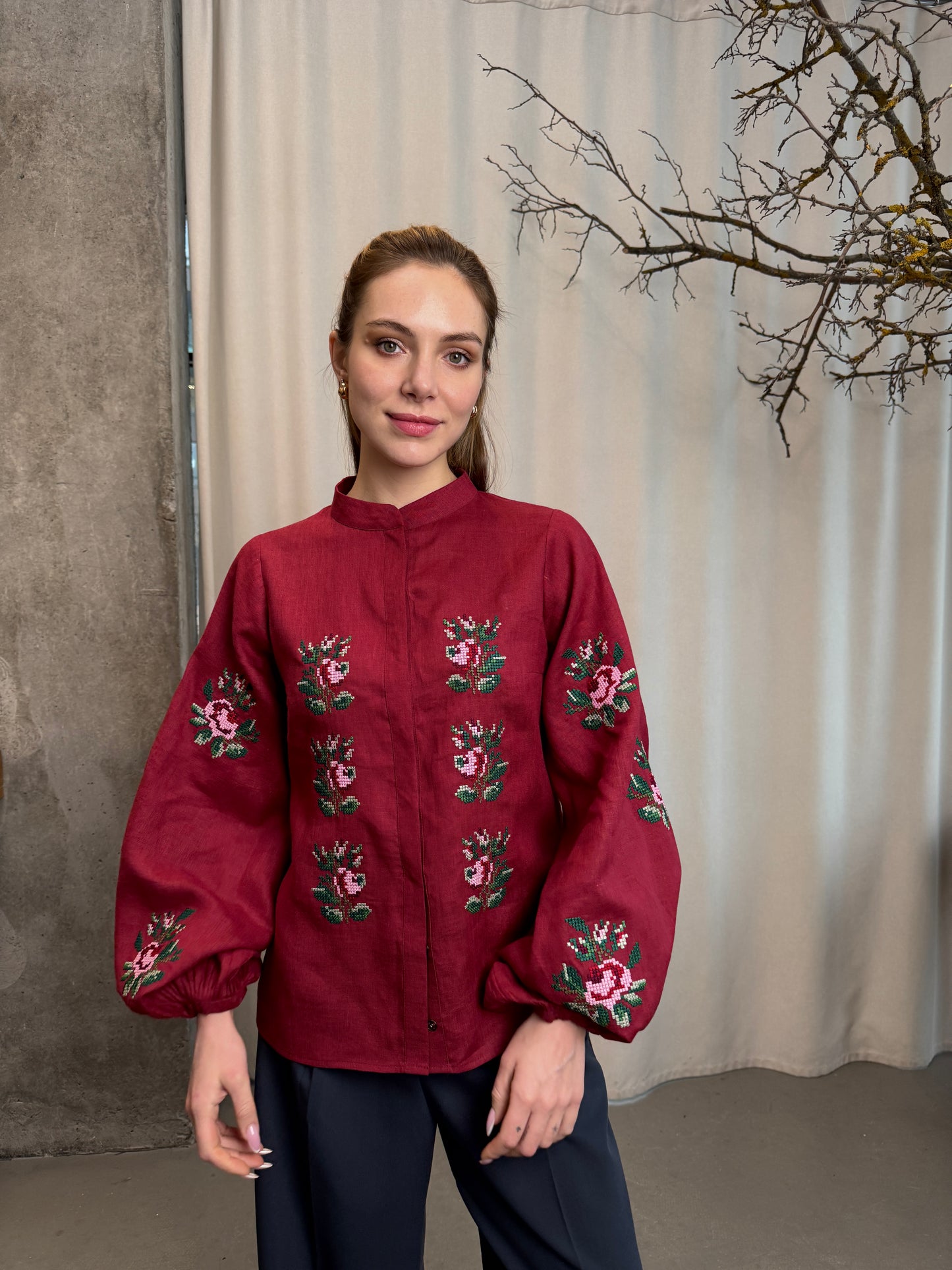 Блуза "Павла" оновлена (бордо)