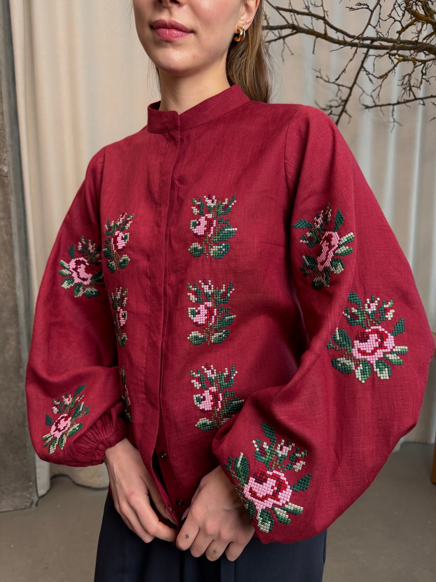 Блуза "Павла" оновлена (бордо)